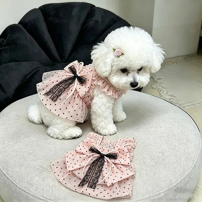Polka-Dot and Bow Doggie Dress