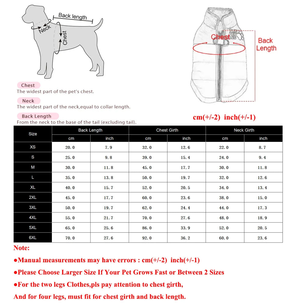 Winter Waterproof Doggie Jackets with D-Ring