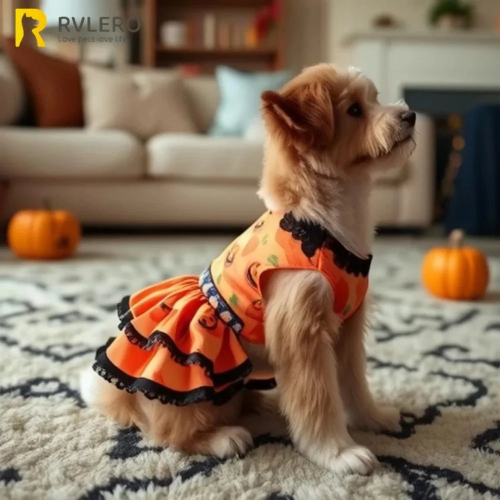 Halloween Pumpkin Doggie Dress For Small Breeds