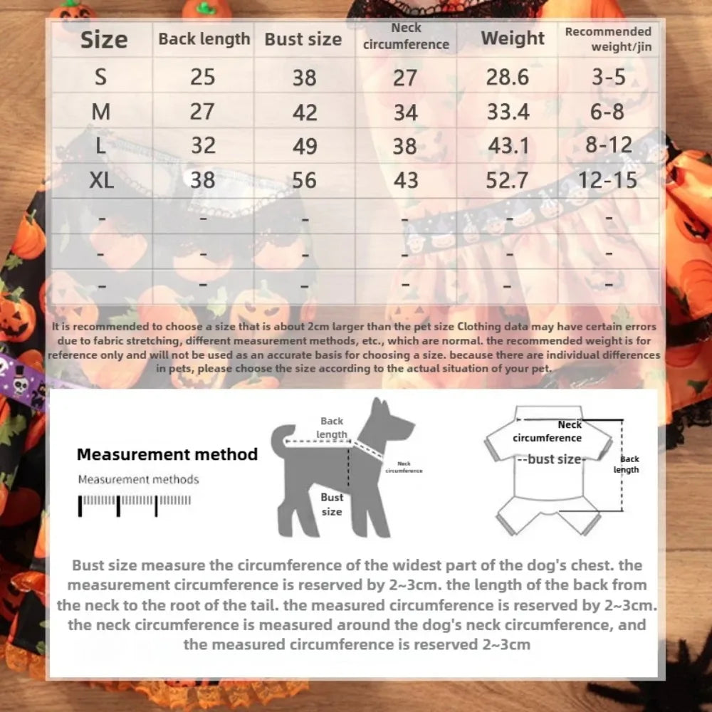 Halloween Pumpkin Doggie Dress For Small Breeds