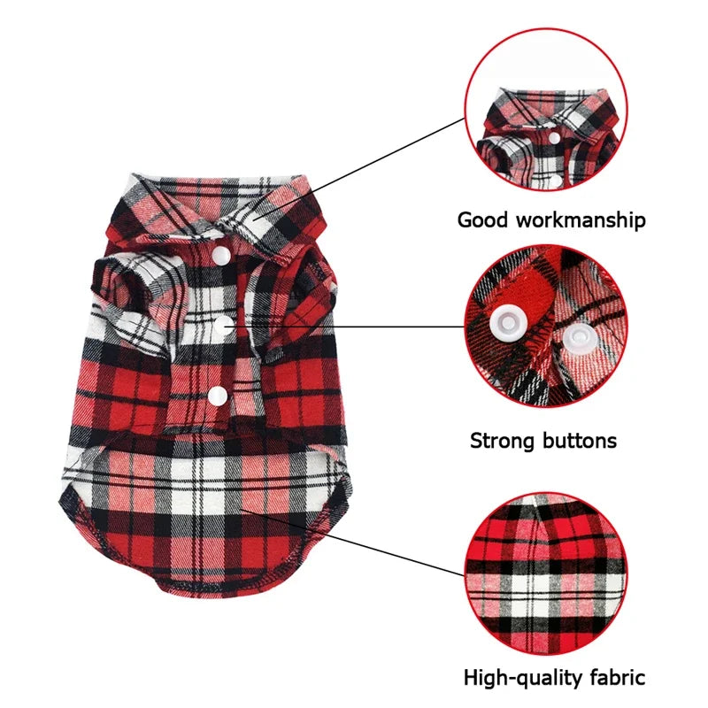 Doggie Plaid Collar Shirt