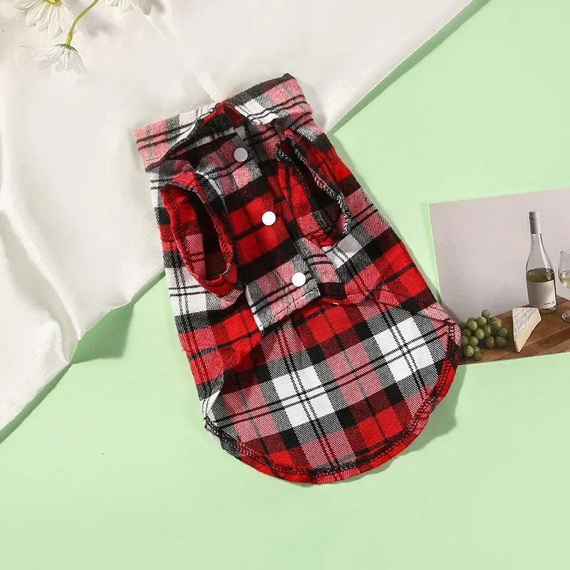 Doggie Plaid Collar Shirt