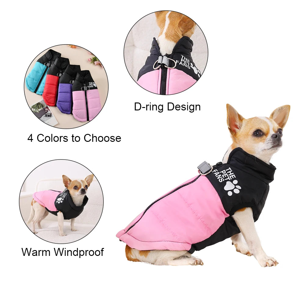 Winter Waterproof Doggie Jackets with D-Ring