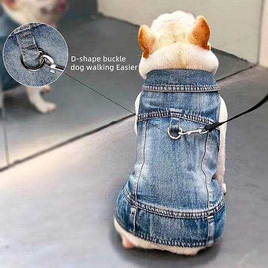 Denim Washed Doggie Vest with D-Ring