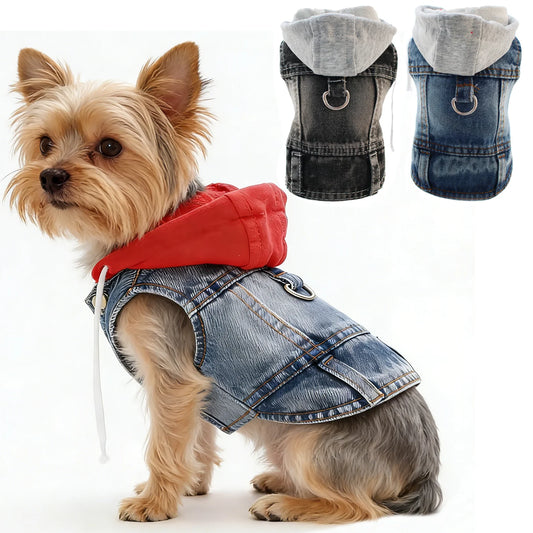 Denim Hooded Vest with D-Ring