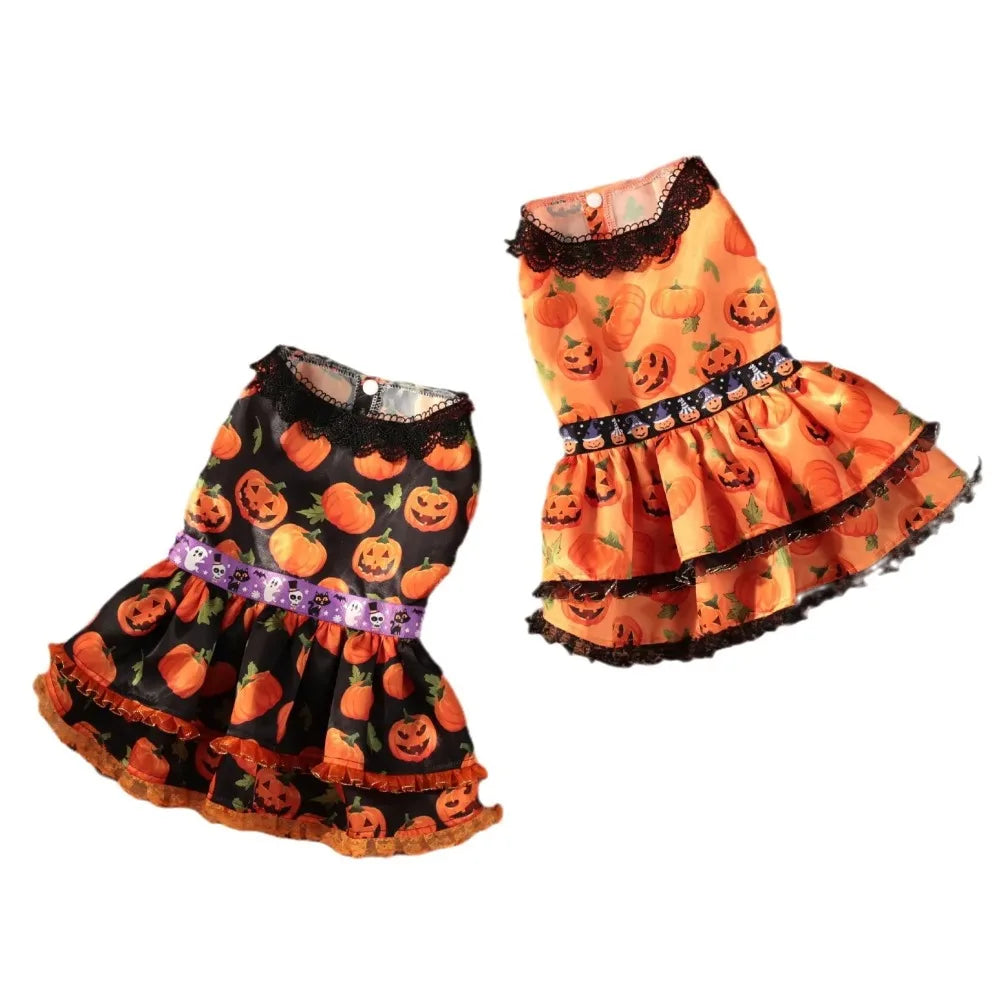 Halloween Pumpkin Doggie Dress For Small Breeds